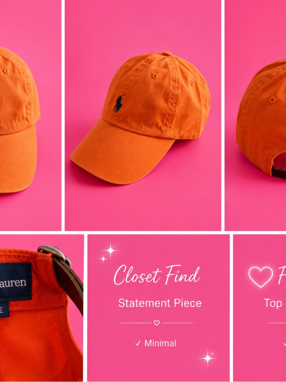 Ralph Lauren Kids Orange Baseball Cap with Navy Pony